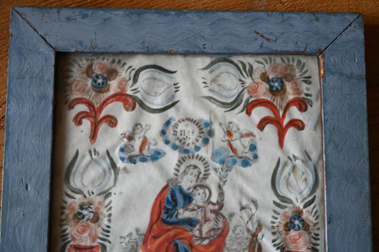 Gouache polychrome Saint Joseph  , école provencale du XVIII