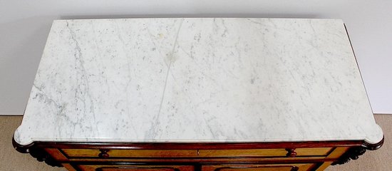 Buffet Écritoire en Érable Moucheté et Marbre de Carrare – Fin XIXe