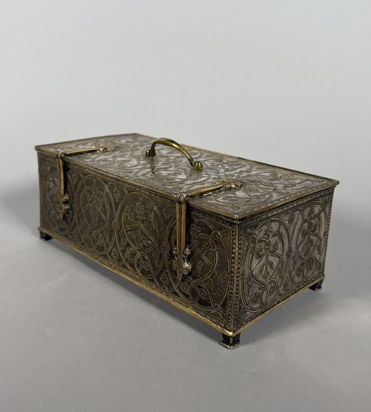 19th century solid silver 950 box in the Neo-Gothic/Renaissance style