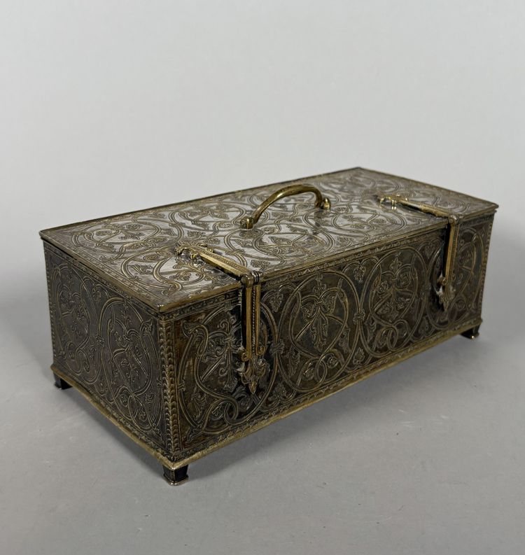 19th century solid silver 950 box in the Neo-Gothic/Renaissance style