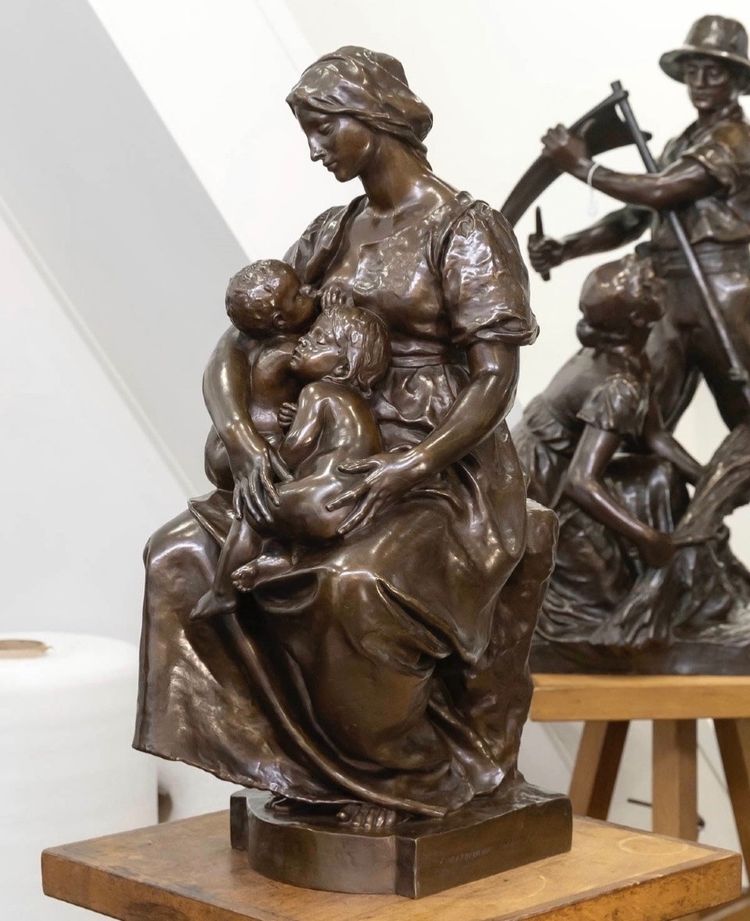 SCULTURA - MATERNITÀ, PAUL DUBOIS (1829-1905) - BRONZO