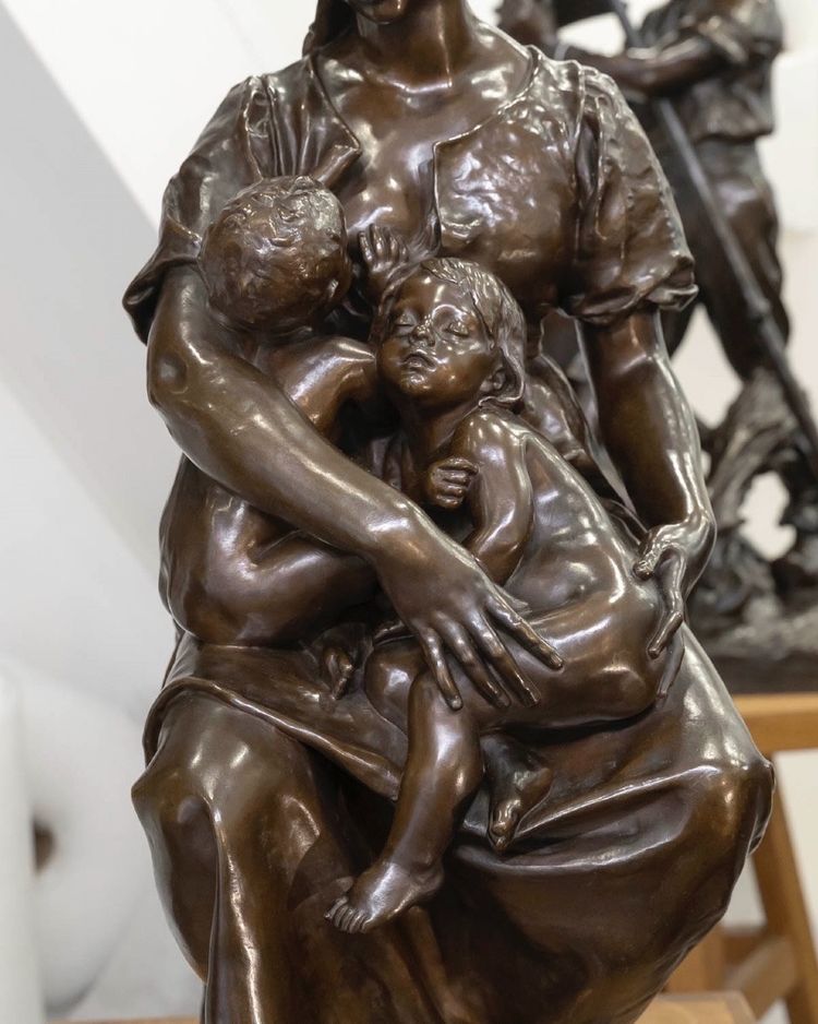 SCULTURA - MATERNITÀ, PAUL DUBOIS (1829-1905) - BRONZO