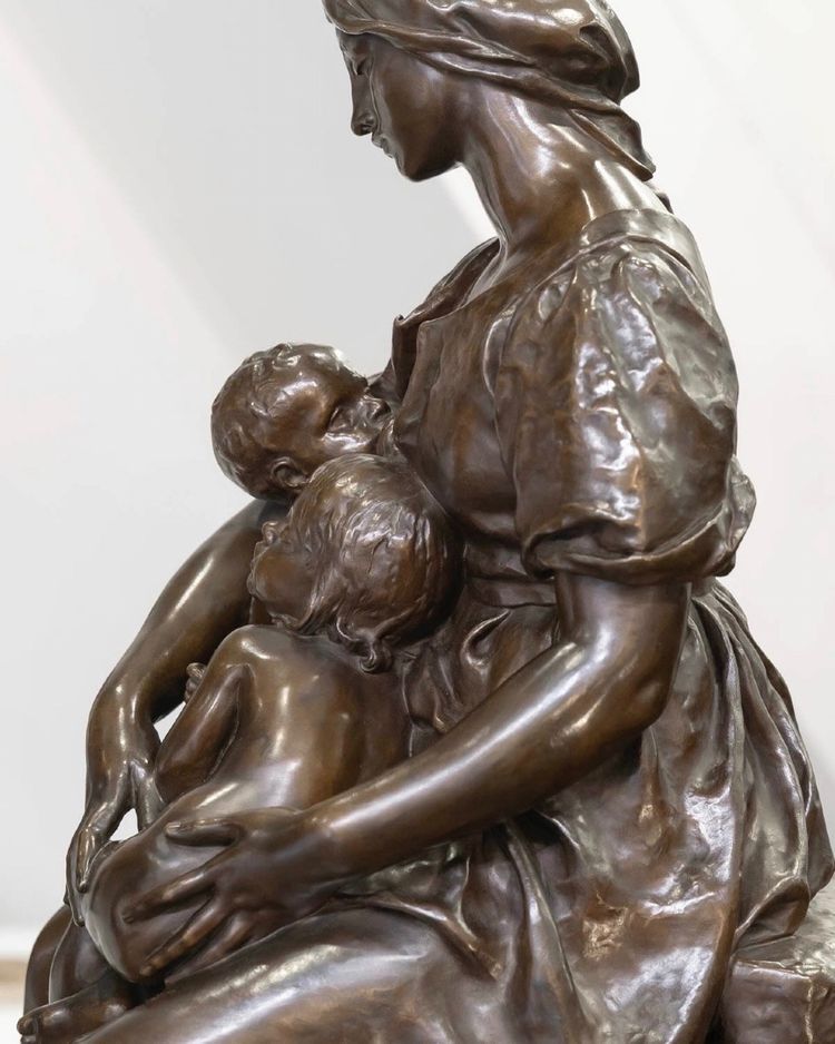 SCULTURA - MATERNITÀ, PAUL DUBOIS (1829-1905) - BRONZO