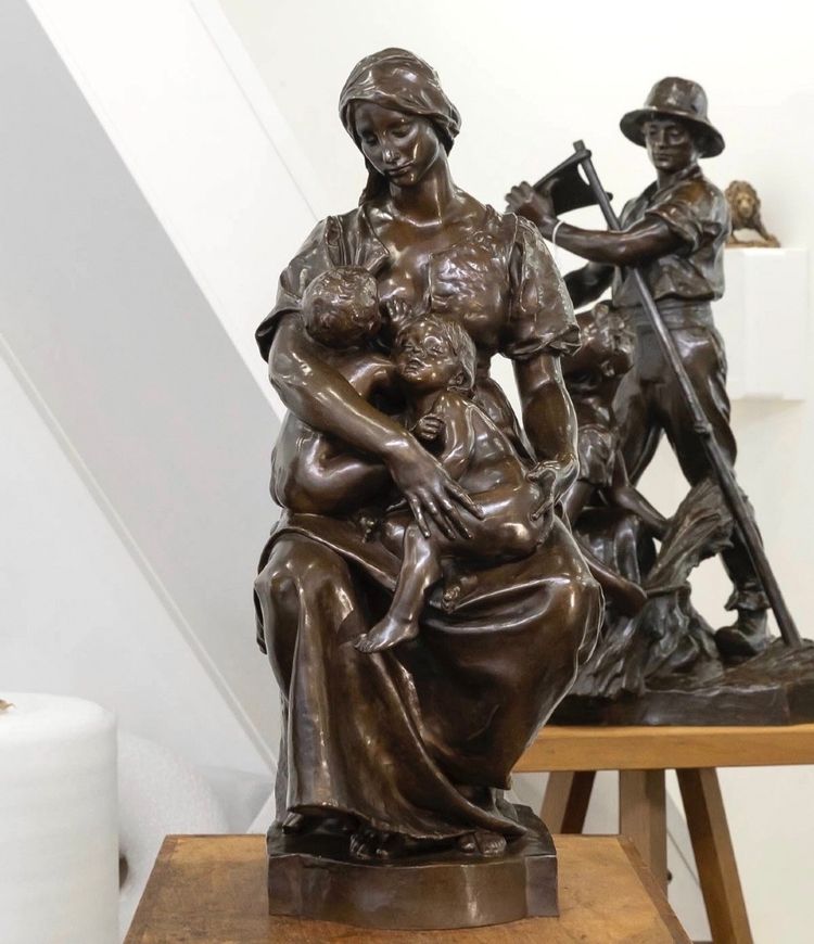SCULTURA - MATERNITÀ, PAUL DUBOIS (1829-1905) - BRONZO