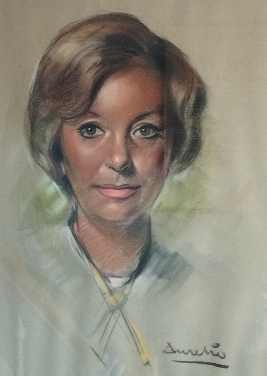 Portrait of a woman, pastel circa 1950
