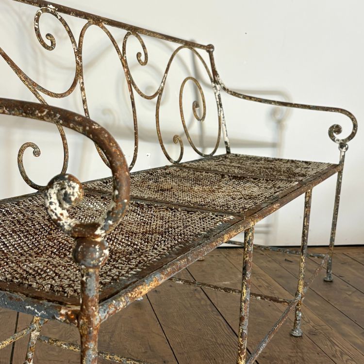 19th-Century Riveted Wrought-Iron Bench