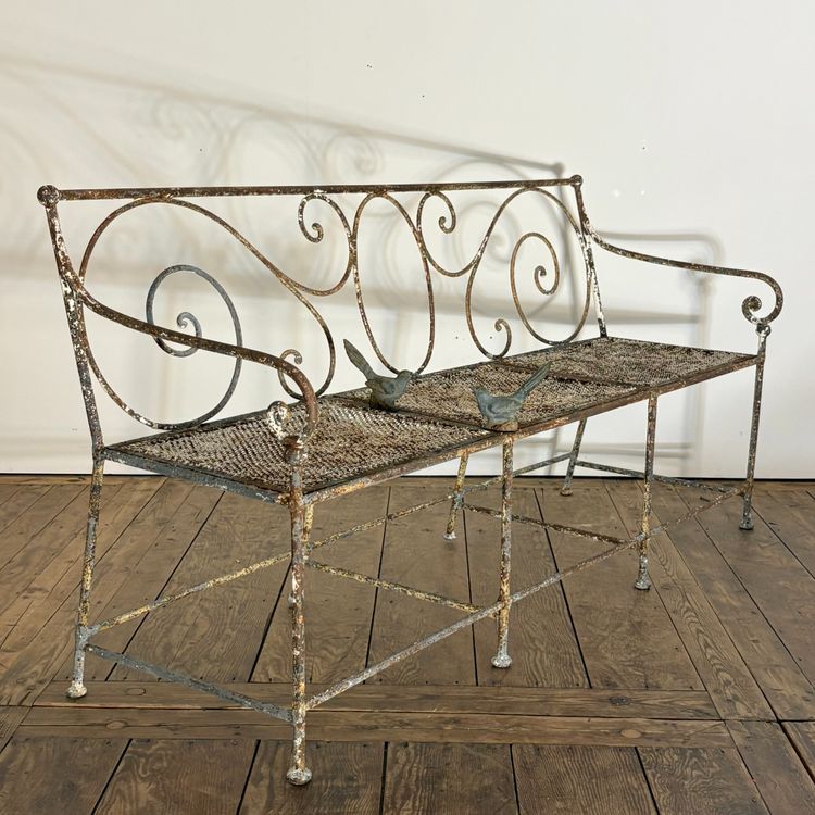 19th-Century Riveted Wrought-Iron Bench