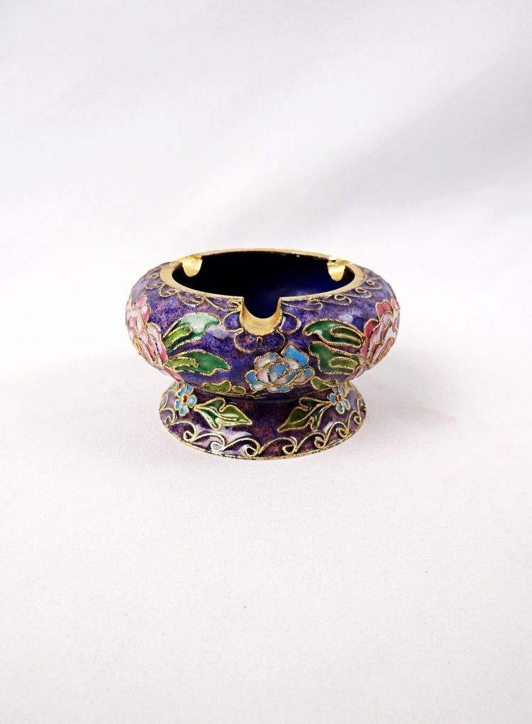 Cendrier en laiton cloisonné artisanat populaire de Chine milieu XXe
