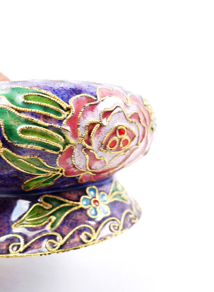 Cendrier en laiton cloisonné artisanat populaire de Chine milieu XXe