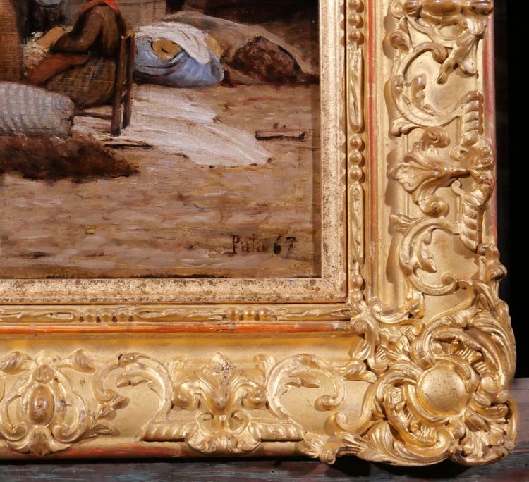 Cherubino PATA 1827-1899 Tappezieri sulle banchine di Parigi, dipinto, 1867 Courbet