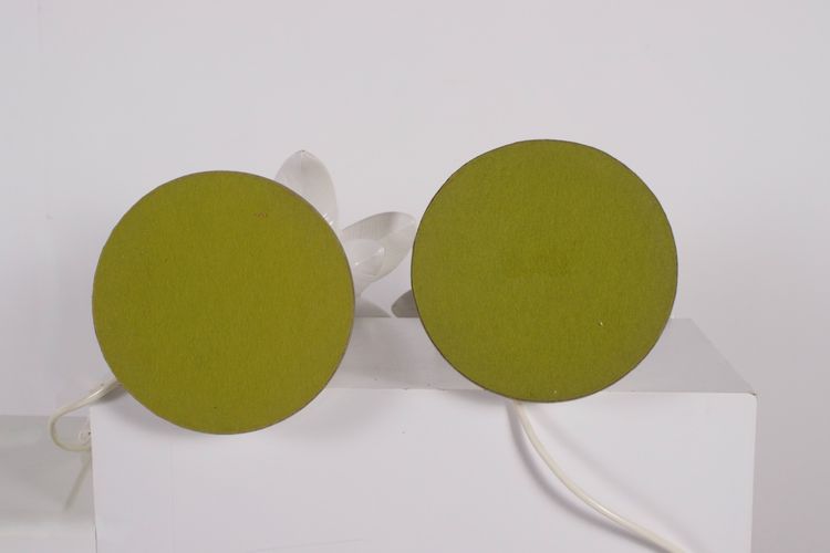 Pair of earthenware table lamps with palm tree bases, from the 1970s.