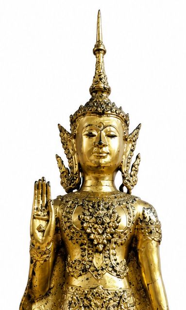 Grand Bouddha en Bronze Doré