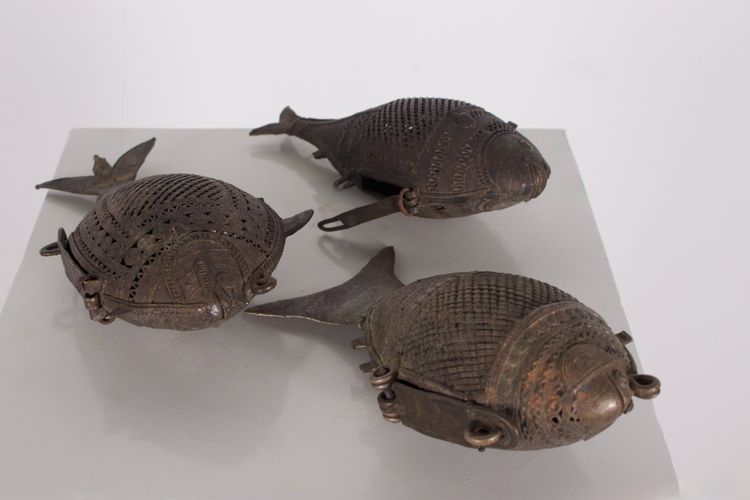 Ensemble de trois coffrets "Poissons", Inde, vers 1900.