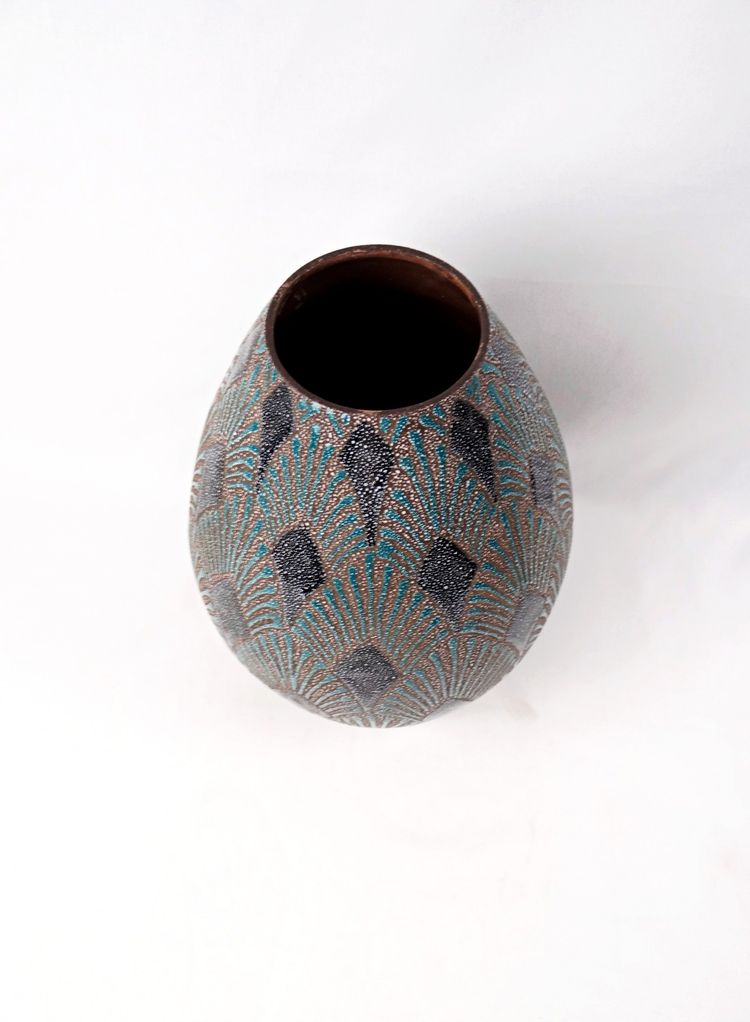 Grand vase Art Déco en grès grêlé dans le goût de René Anchierri début XXe