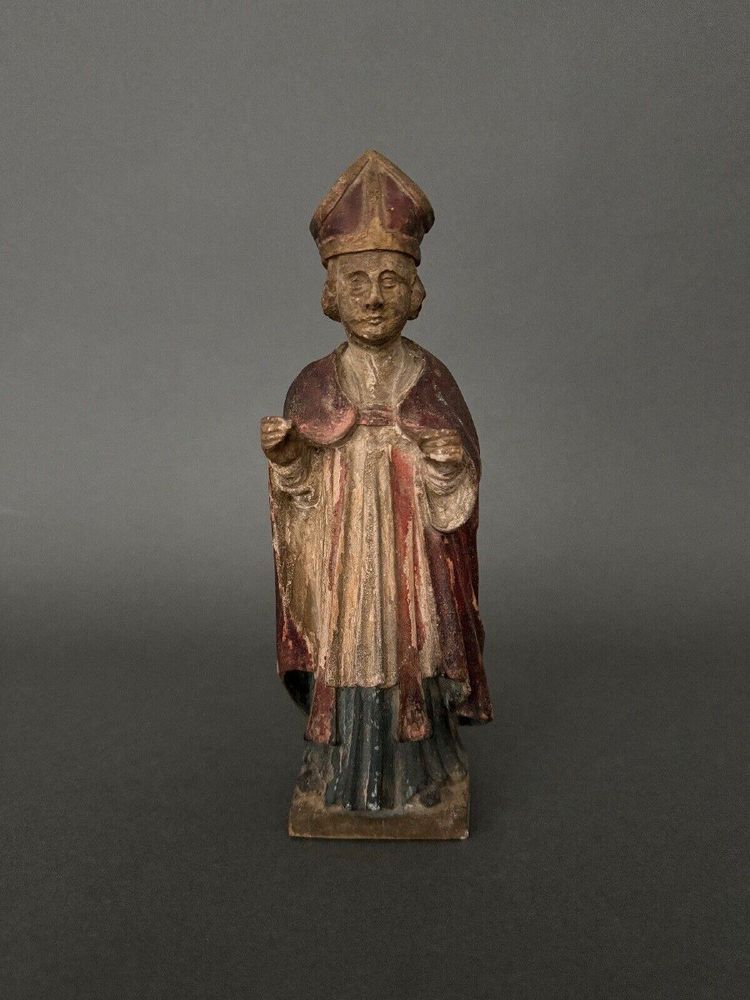 Sculpture en bois représentant un saint XVIIe polychromie