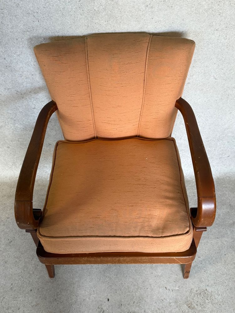 Fauteuil 1970 tissu saumon