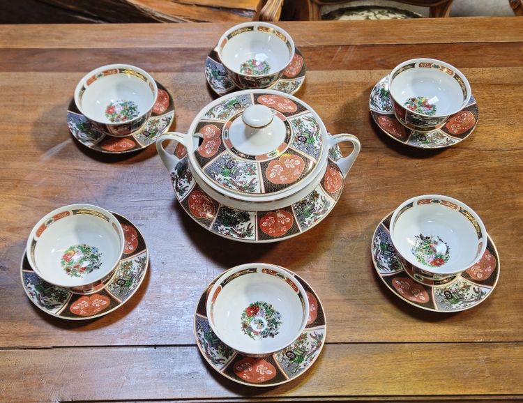 COCEMA FÈS MOROCCO TEA SET, IMARI PATTERN, 13-PIECE SET