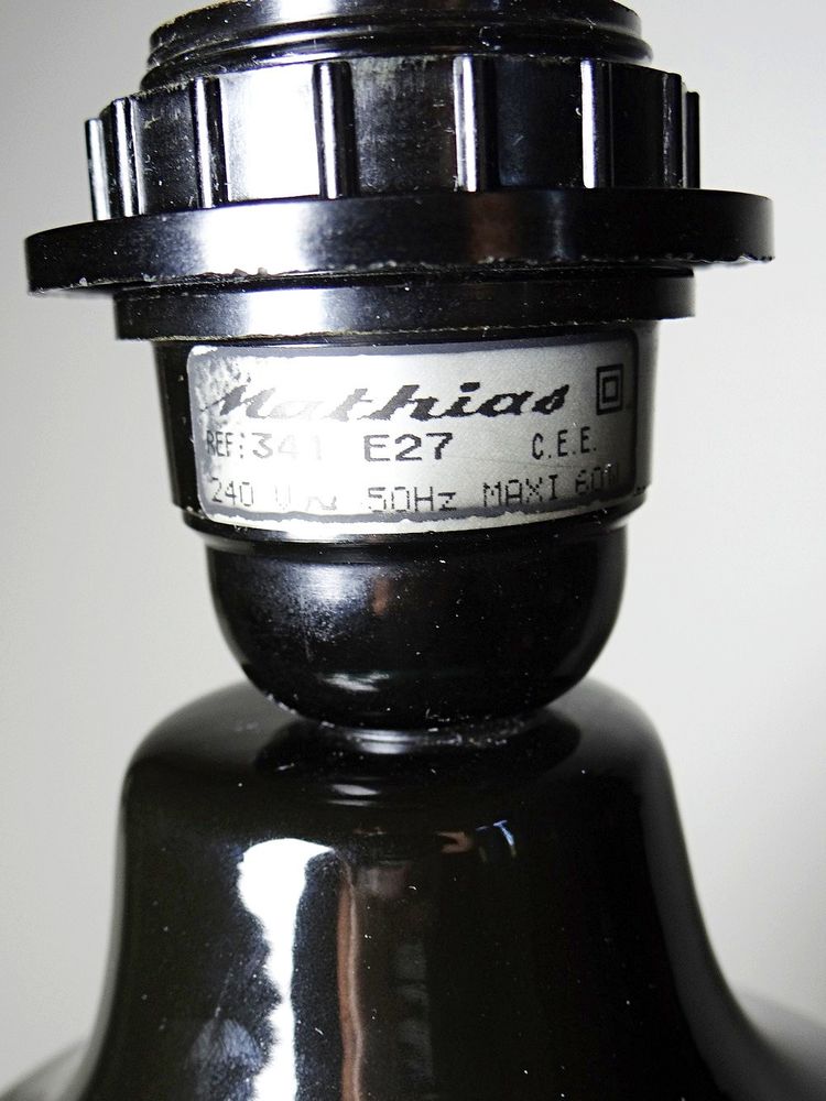 Large vintage Mathias lamp in green and black ceramic, 1970s