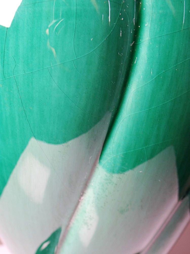 Large vintage Mathias lamp in green and black ceramic, 1970s