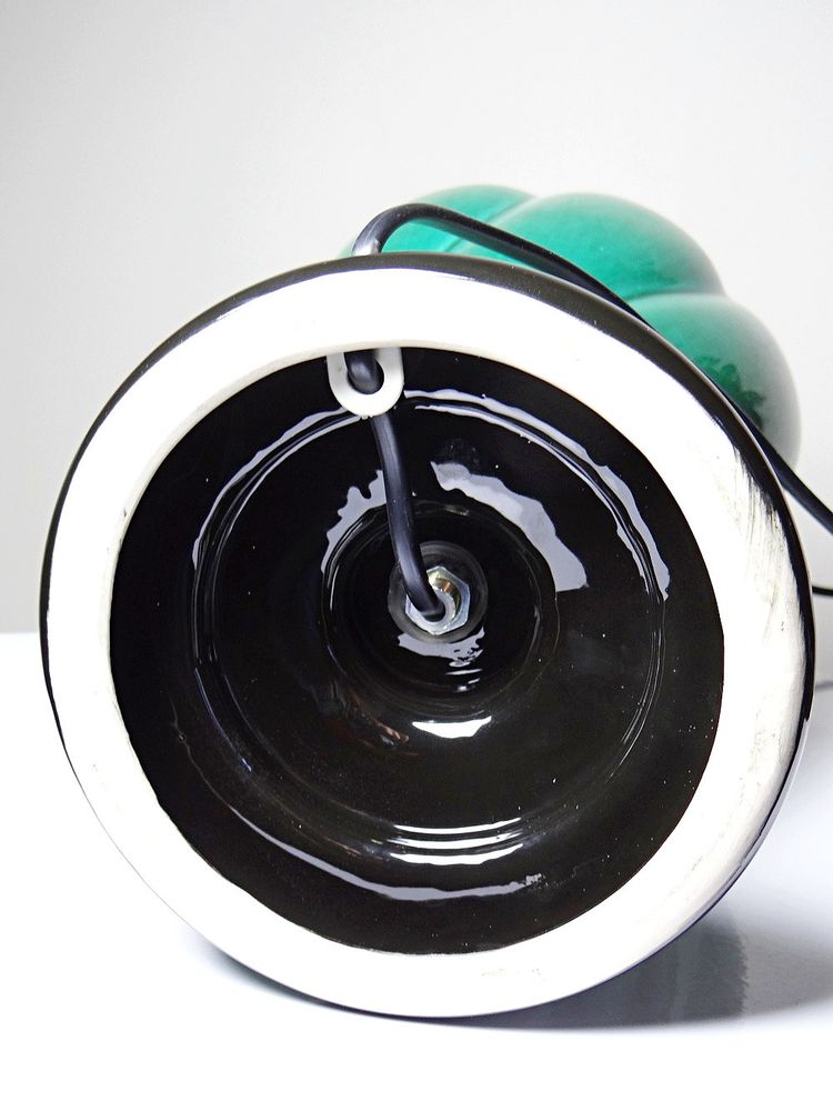 Large vintage Mathias lamp in green and black ceramic, 1970s
