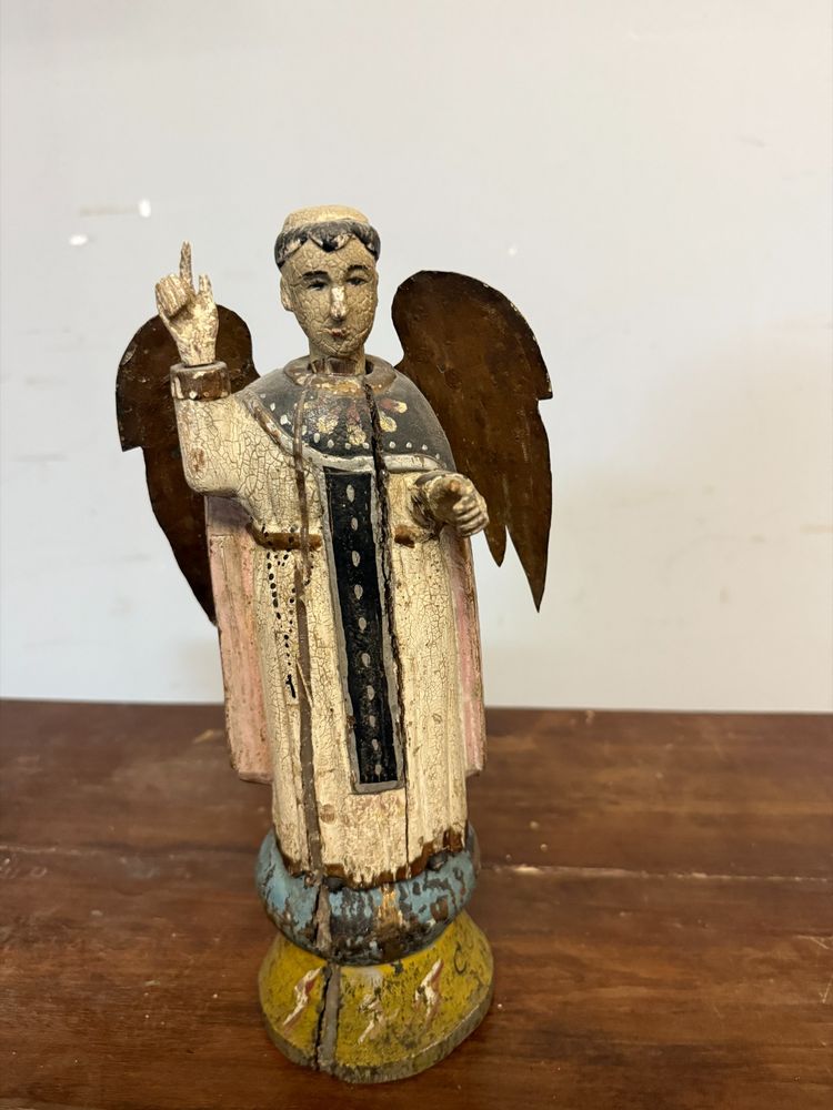 Sculpture ancienne représentant Saint Vincent, 1861, Espagne, 32 x 10 cm