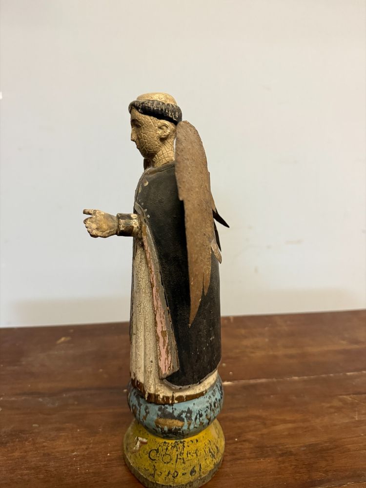 Sculpture ancienne représentant Saint Vincent, 1861, Espagne, 32 x 10 cm