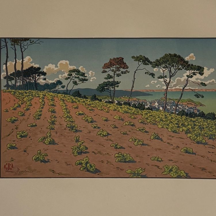 Lithographie par Henri Rivière Douarnenez vu du Ris