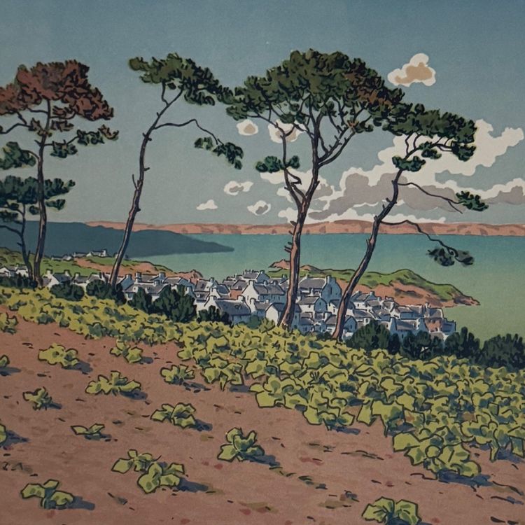 Lithographie par Henri Rivière Douarnenez vu du Ris