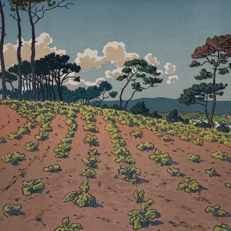Lithographie par Henri Rivière Douarnenez vu du Ris