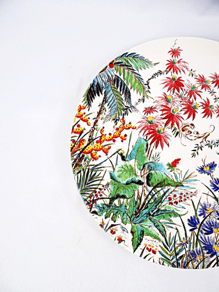 Circular earthenware pie dish from Gien, tamarind pattern, polychrome decoration