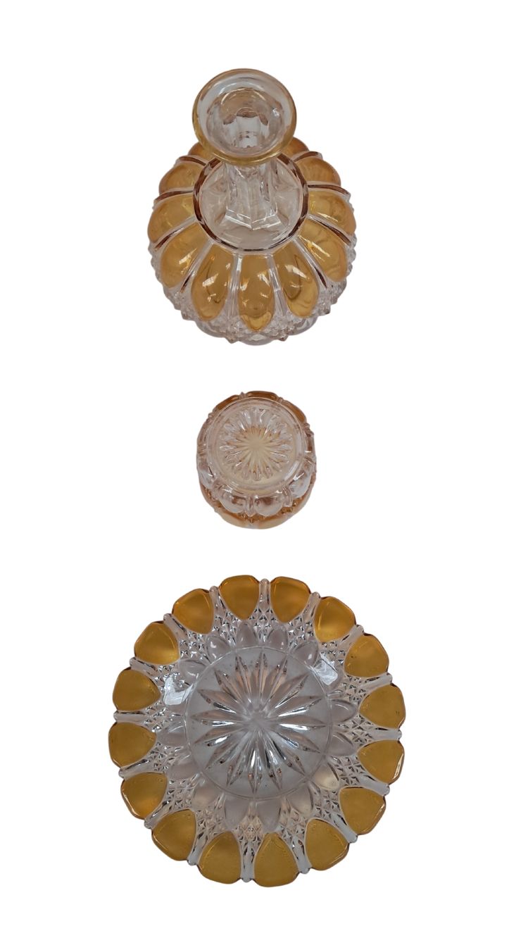 Val Saint Lambert crystal toiletry set.