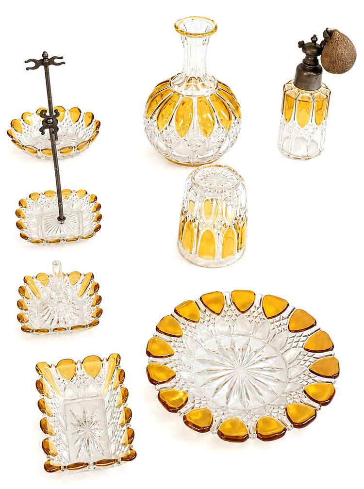 Val Saint Lambert crystal toiletry set.