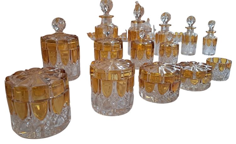 Val Saint Lambert crystal toiletry set.