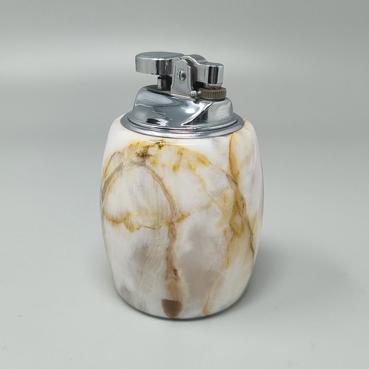 1960s Mid-Century Modern Italian Onyx Smoking Set with Table Lighter & Ashtray