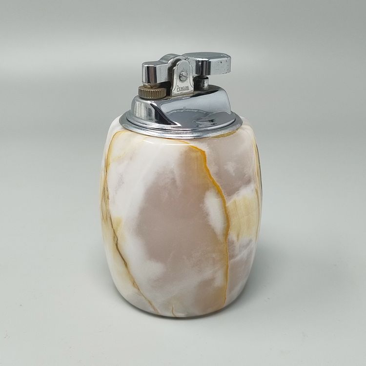 1960s Mid-Century Modern Italian Onyx Smoking Set with Table Lighter & Ashtray