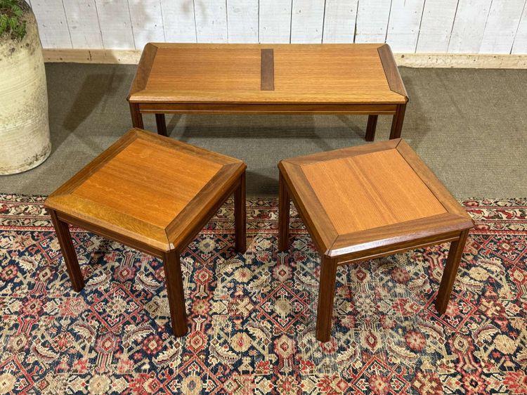 Set of 3 nesting teak tables from the 1970s