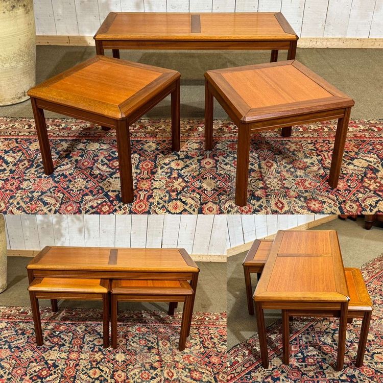 Set of 3 nesting teak tables from the 1970s