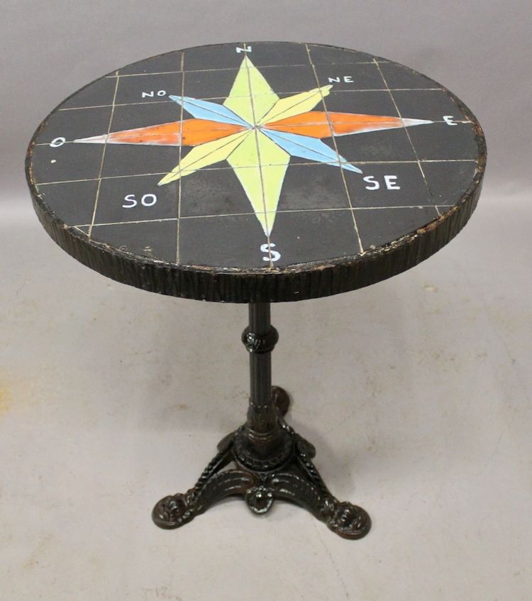 Ceramic Compass Rose Top Pedestal Table