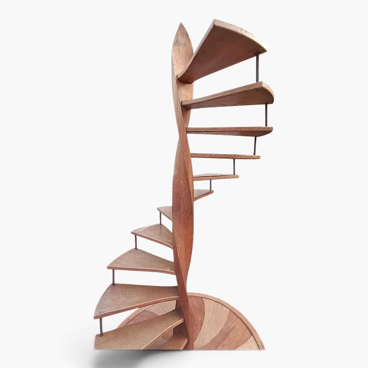 Dekorative Wendeltreppe aus Eiche und Nussbaum, H 228 cm