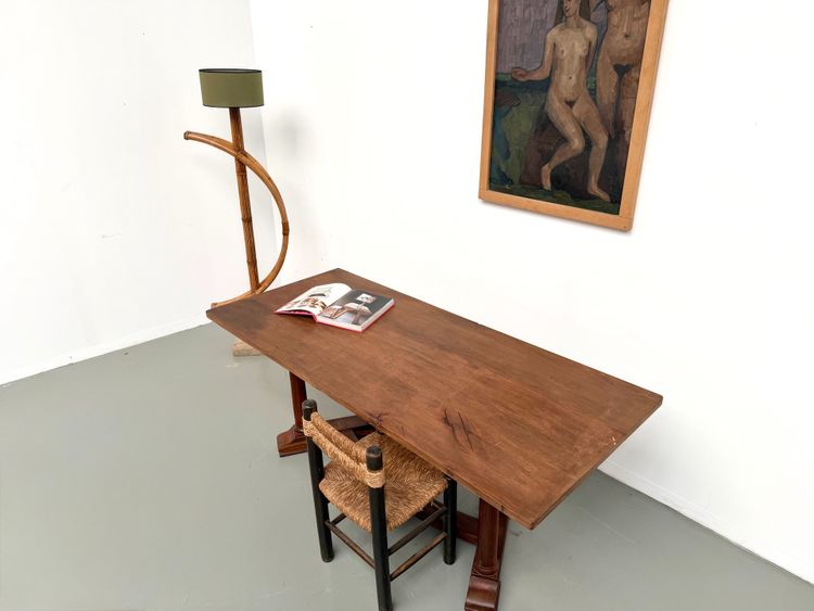 Art-Déco-Esstisch oder Schreibtisch aus Eiche und Buche – 1930er Jahre