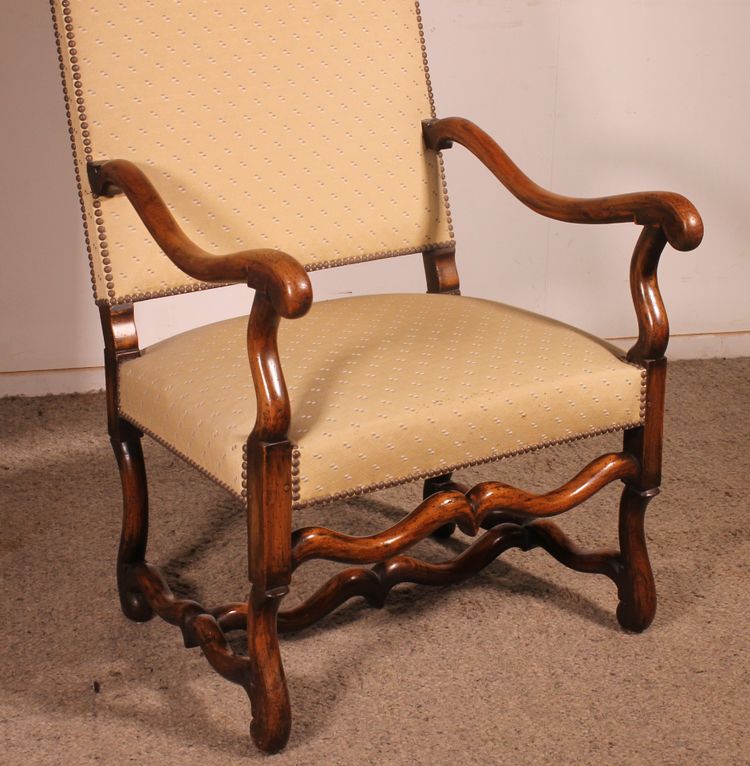 Louis XIV-style Armchairs Called Os De Mouton In Walnut—19th Century