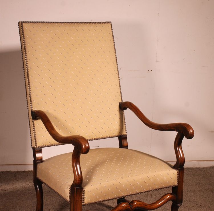 Louis XIV-style Armchairs Called Os De Mouton In Walnut—19th Century
