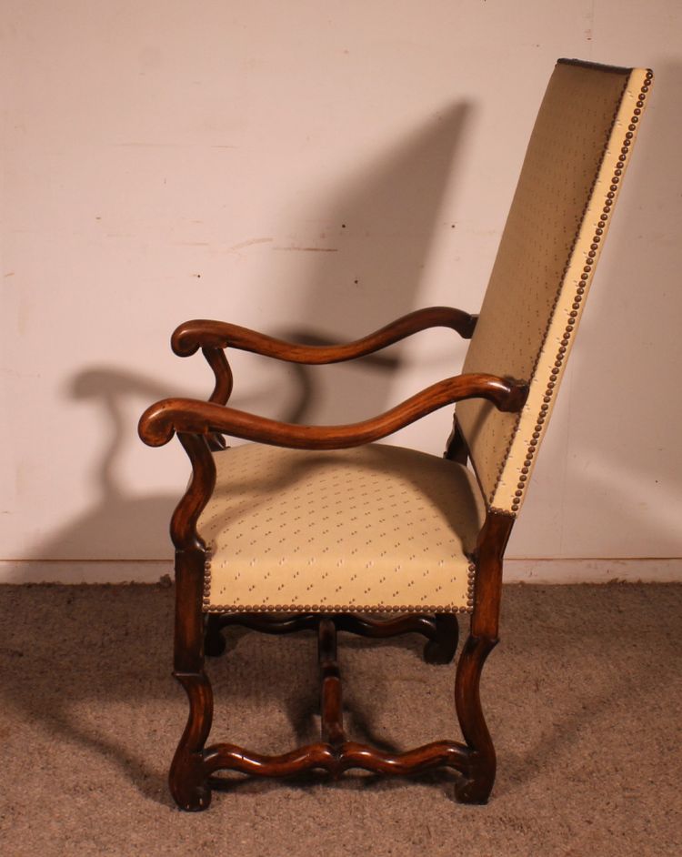 Louis XIV-style Armchairs Called Os De Mouton In Walnut—19th Century