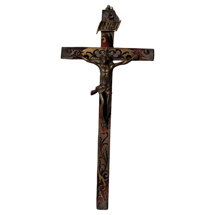 SUPERBE CRUCIFIX EN MARQUETERIE BOULLE – ÉPOQUE NAPOLÉON III