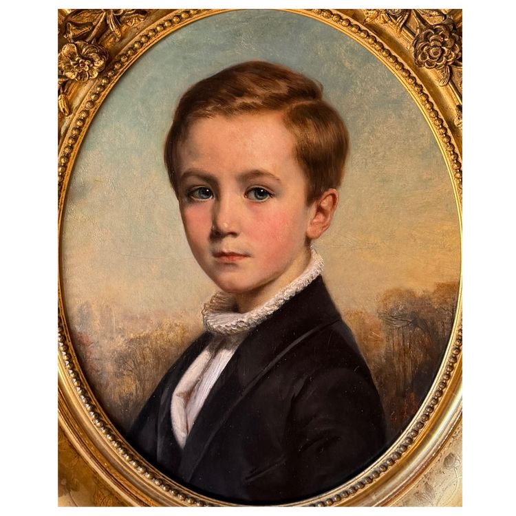 Porträt eines Jungen von François-Gabriel Lépaulle, datiert 1849