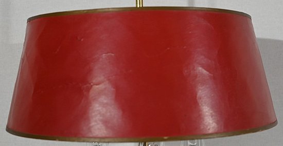 Lampada Bouillotte in Ottone con Paralume Rosso, Stile Luigi XVI - XX