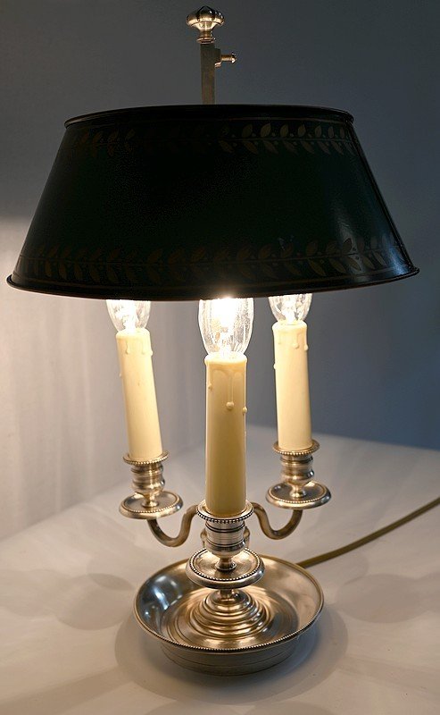 Lampada Bottiglia Acqua Calda in Metallo Bianco, Stile Impero - Inizio XX Secolo