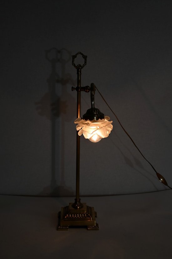Lampada Tulip Piccola in Vetro e Bronzo, orientabile, Art Déco – 1920