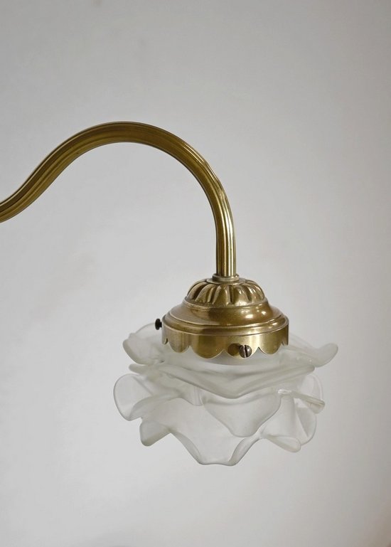 Lampada Tulip Piccola in Vetro e Bronzo, orientabile, Art Déco – 1920