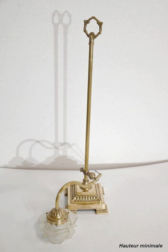 Lampada Tulip Piccola in Vetro e Bronzo, orientabile, Art Déco – 1920